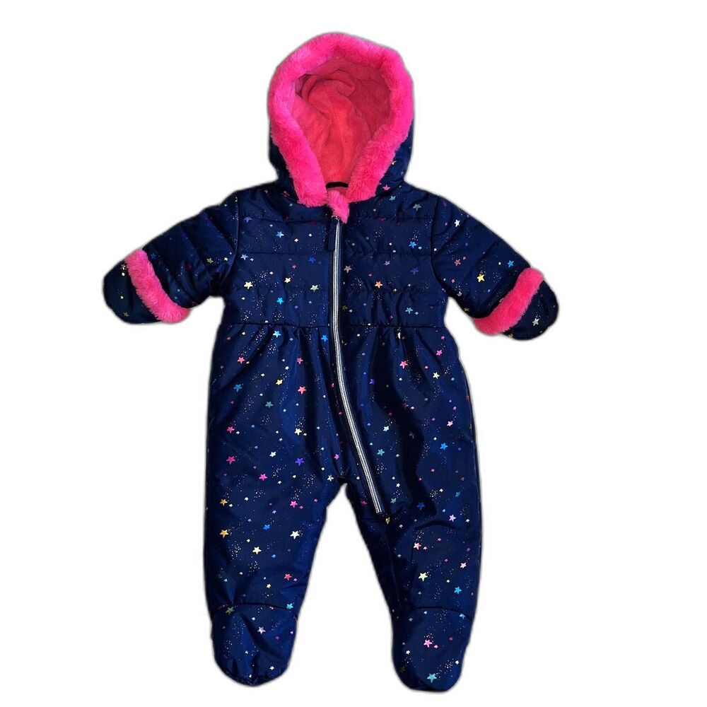 Rothschild Blue Foil Stars Insulated Hooded Pram Suit — Baby 6-9M